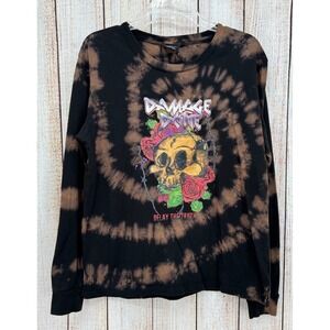 Empyre Damage Done Tie Dye Long Sleeve Shirt Large Skull Roses Graphic Punk Rock